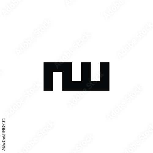 Letter nw square connect geometric symbol simple logo vector