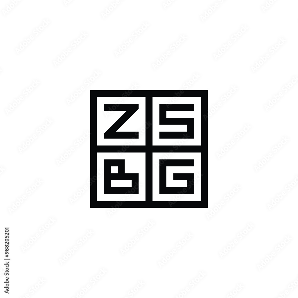 Letter z, s, B and G in window, square geometric symbol simple logo vector Letter z, s, B and G in window, square geometric symbol simple logo vector