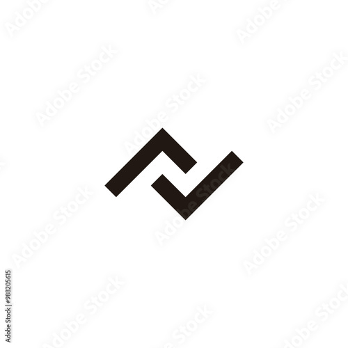 Letter r and v, letter N square geometric symbol simple logo vector