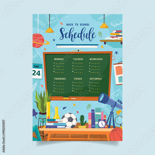 Back to school time table template vector