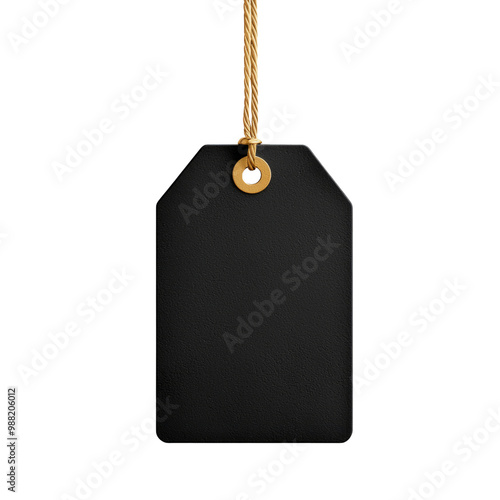 Black tag with golden string, perfect for labeling items or gifts