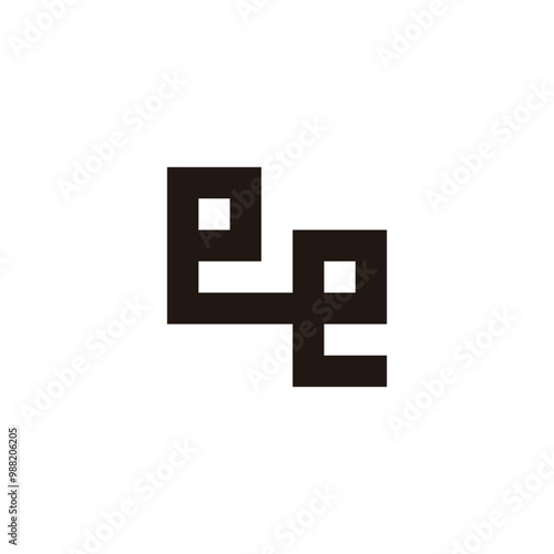 Letter ee square connect geometric symbol simple logo vector