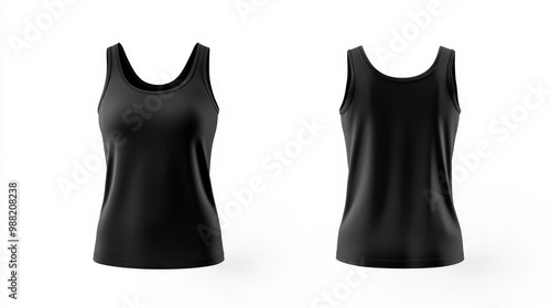 Black women tank top mockup. Women tank top template