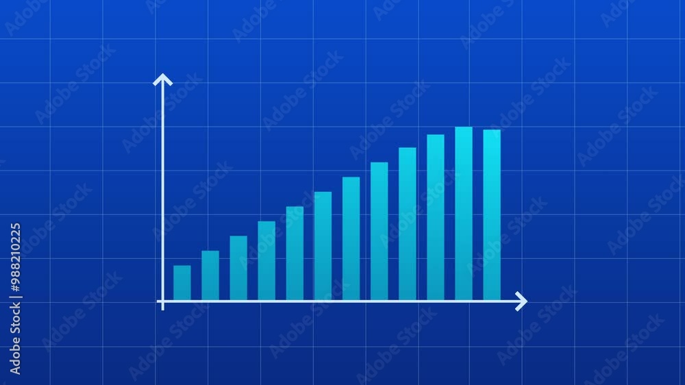 Graph up animation, illustration of a growing blue bar chart suitable as a motion graphic about business financial growth, increased income, profit data and success. Graph up animation, illustration of a growing blue bar chart suitable as a motion graphic about business financial growth, increased income, profit data and success.