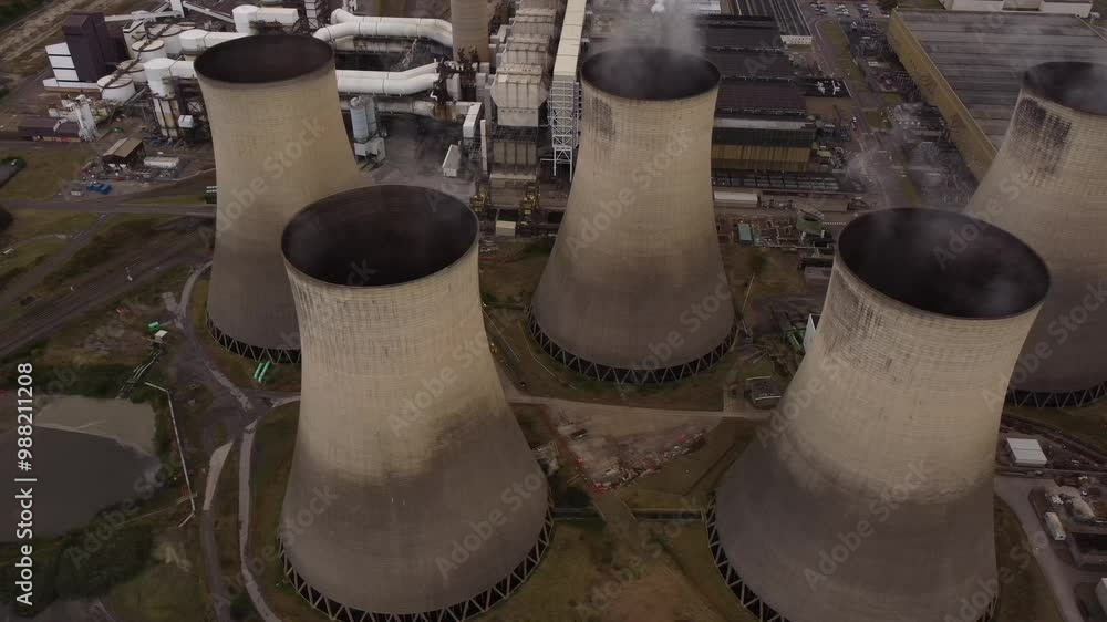Aerial view the plant producing electrical energy UK Aerial view the plant producing electrical energy UK