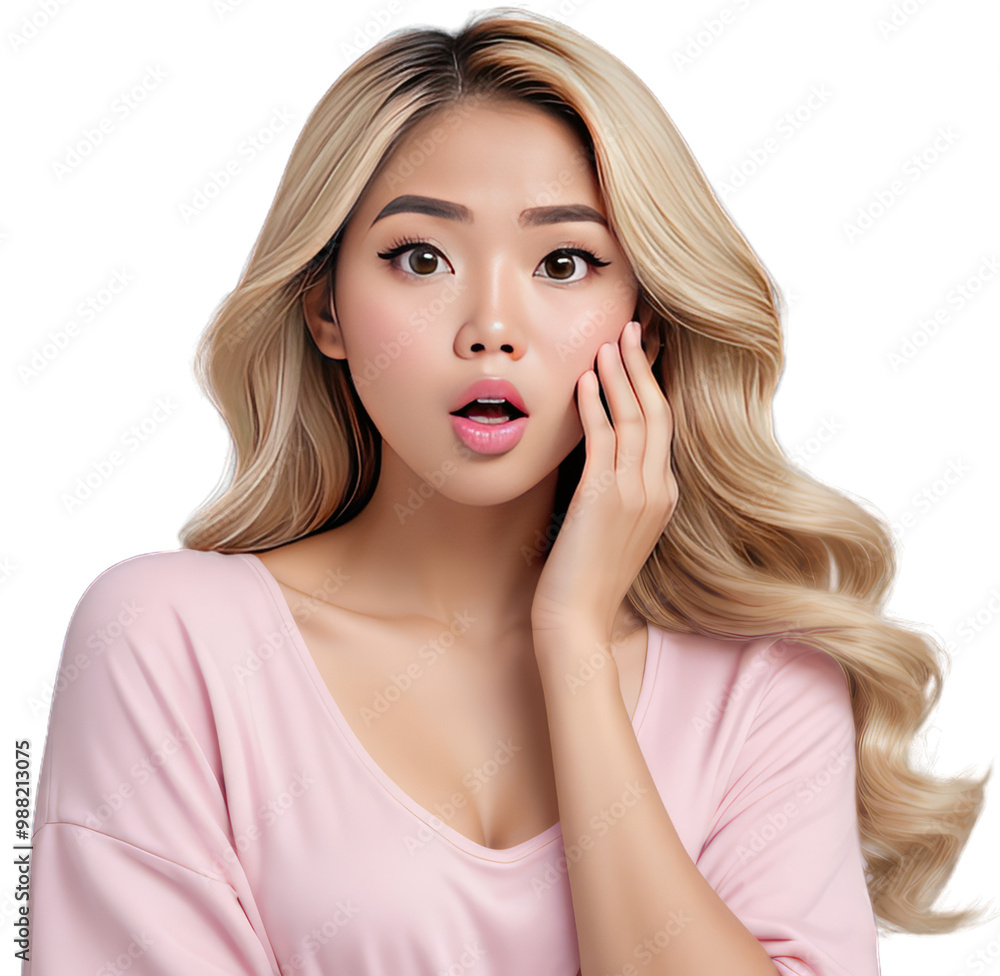PNG Beautiful Asian women with a expression surprised face PNG Beautiful Asian women with a expression surprised face