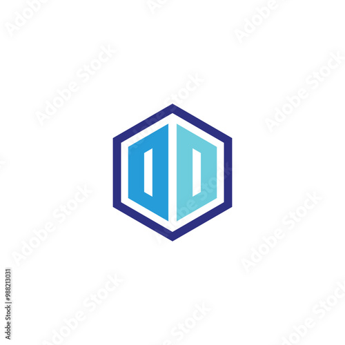 Letter D hexagon, technology geometric symbol simple logo vector