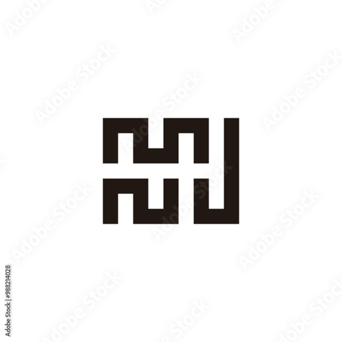 Letter m, N and J square geometric symbol simple logo vector