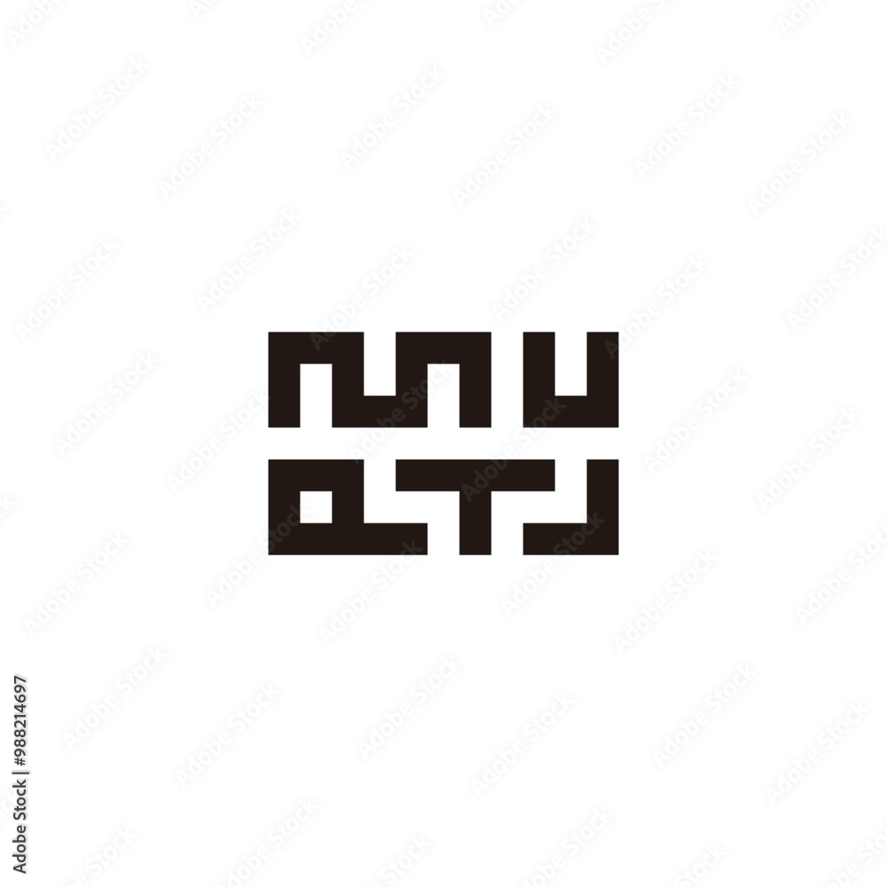 Letter m, u, Q, T and J squares geometric symbol simple logo vector Letter m, u, Q, T and J squares geometric symbol simple logo vector