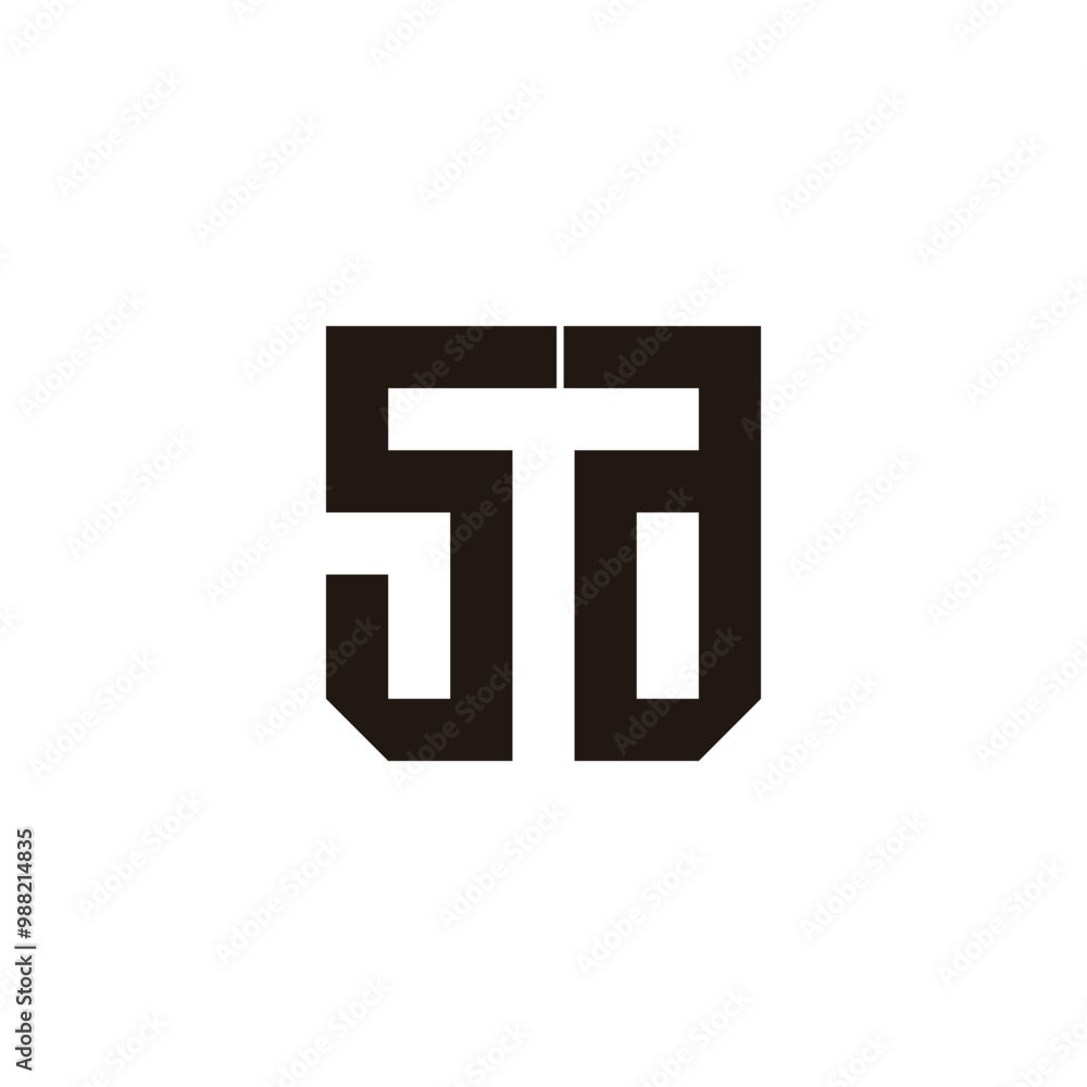 Obraz premium Letter S, T and a shield, square geometric symbol simple logo vector