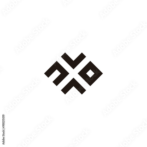 Letter n, A , o and v squares geometric symbol simple logo vector