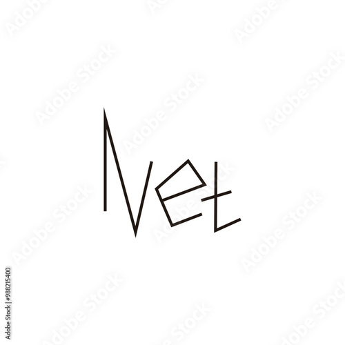 Letter N e t lines geometric symbol simple logo vector