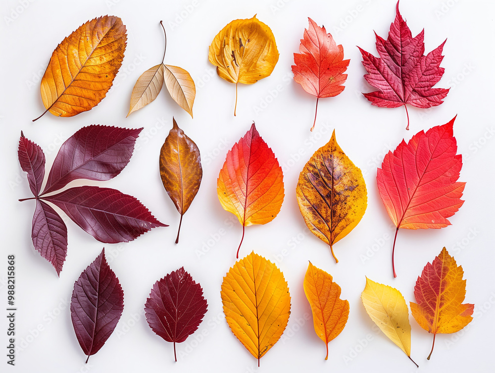 Fototapeta premium Autumn leaves isolated on a white background