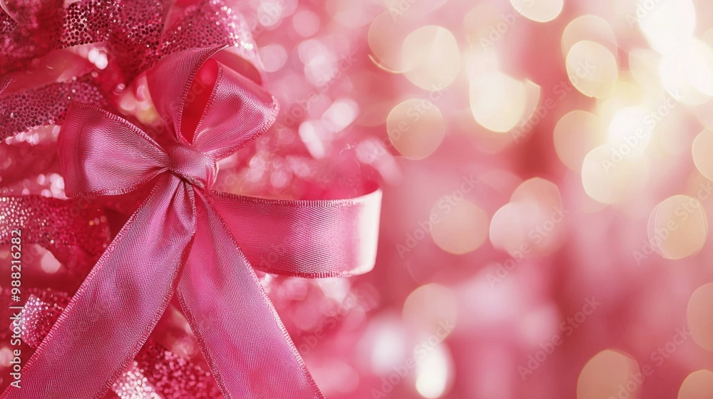 A close-up of pink ribbon decorations at a charity event A close-up of pink ribbon decorations at a charity event