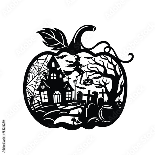 Pumpkin stencil for cutting and scrapbooking, Design Element for Thanksgiving and Halloween Holidays