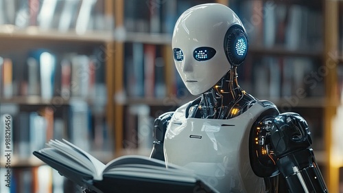 Robot Reading a Book in a Library