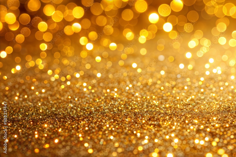 Glittering golden surface with bokeh lights festive background Glittering golden surface with bokeh lights festive background