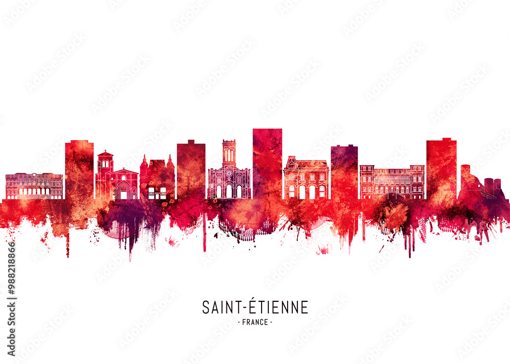 Saint-Etienne France Skyline Red Saint-Etienne France Skyline Red
