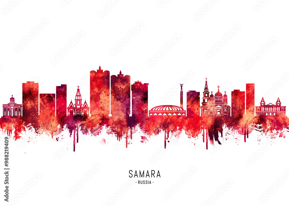 Samara Russia Skyline Red