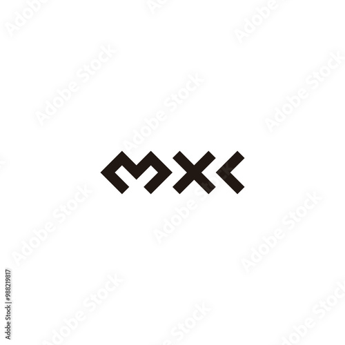 Letter m x c square geometric symbol simple logo vector