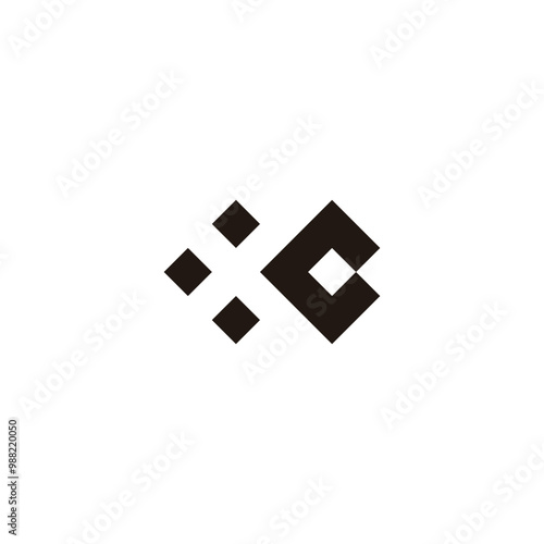 Letter x and c squares geometric symbol simple logo vector