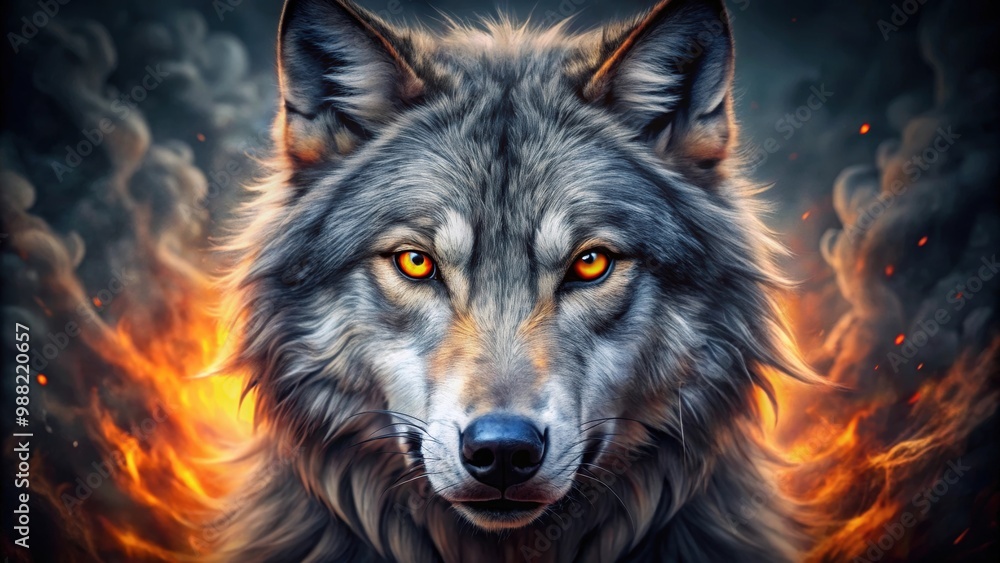 Wild wolf head with fiery eyes symbolizing untamed spirit and creativity, wild, wolf, fierce, energy, ignite, creativity, elevate Wild wolf head with fiery eyes symbolizing untamed spirit and creativity, wild, wolf, fierce, energy, ignite, creativity, elevate