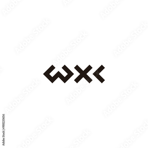 Letter w, x and c squares geometric symbol simple logo vector