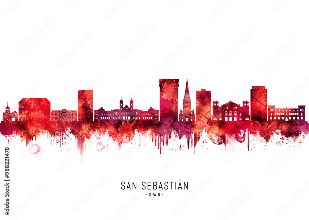 San Sebastián Spain Skyline Red San Sebastián Spain Skyline Red