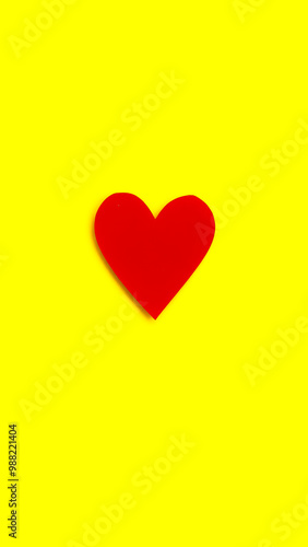 Red Heart on Yellow Background