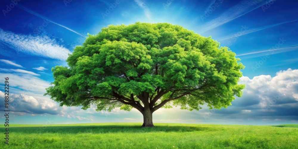 Obraz na plátně A beautiful tree with lush green leaves , Nature, foliage, organic, growth, envi