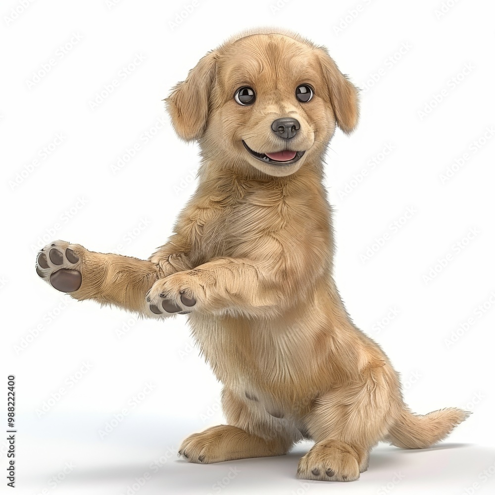 Cute Cartoon Golden Retriever Character Full Body Pose Cute Cartoon Golden Retriever Character Full Body Pose