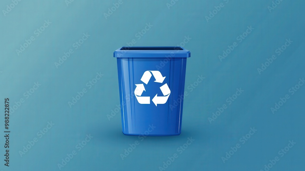 Modern Blue Recycle Bin Icon in Minimalist Vector Style for Eco-Friendly Concepts Modern Blue Recycle Bin Icon in Minimalist Vector Style for Eco-Friendly Concepts