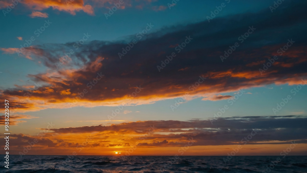Sunset in front of the clouds the sky is over the salt water ocean Sunset in front of the clouds the sky is over the salt water ocean