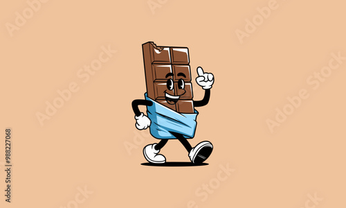 Cheerful chocolate bar character walking with a smile