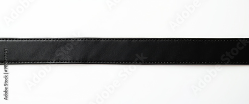 Black leather belt strap isolated on white background