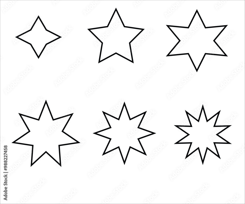 Set of stars vector,Different ster of the sky Set of stars vector,Different ster of the sky