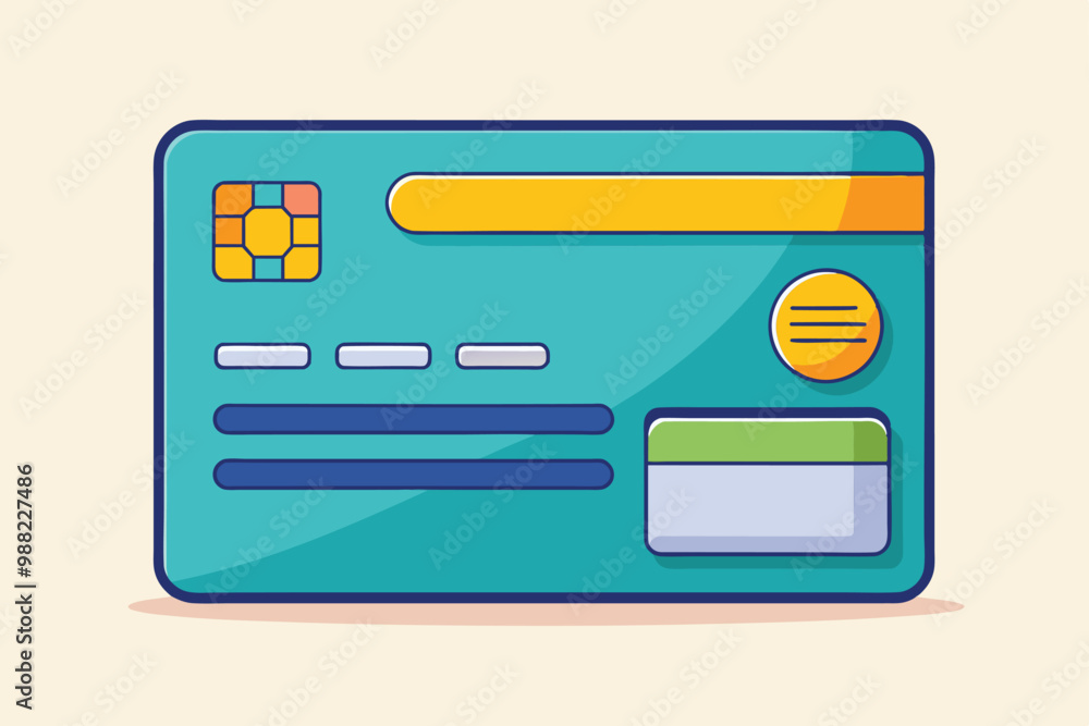 A flat illustration showcasing a customizable credit card design with various geometric shapes and vibrant colors suitable for personal or business applications. A flat illustration showcasing a customizable credit card design with various geometric shapes and vibrant colors suitable for personal or business applications.