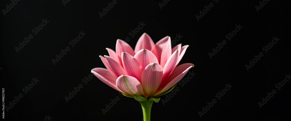Obraz premium Single Pink Flower on Black Background