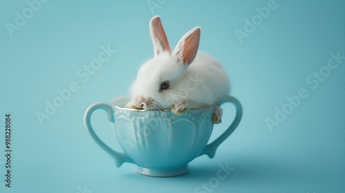 Tiny mouse inside a blue teacup, an adorable and whimsical scene perfect for lovers of small animals, animal photography, and charming, playful moments captured in a unique setting