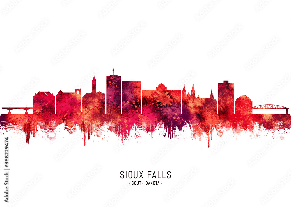 Sioux Falls South Dakota Skyline Red