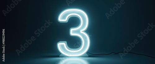 Glowing Neon Number Three