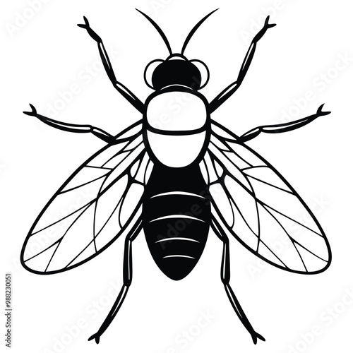  bee black fly silhouette vector illustration