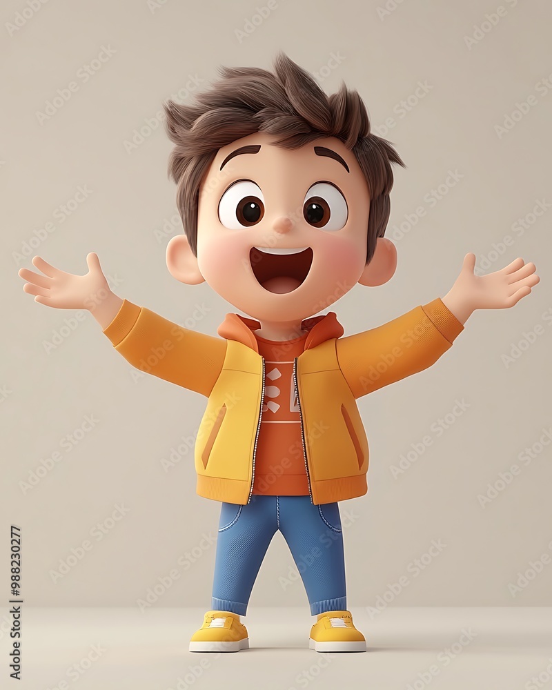 Happy 3D Cartoon Boy Illustration Happy 3D Cartoon Boy Illustration
