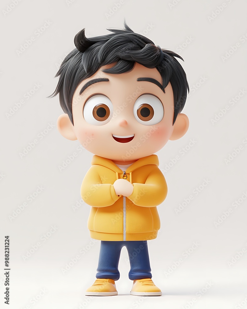 Smiling Cartoon Boy 3D Illustration Smiling Cartoon Boy 3D Illustration