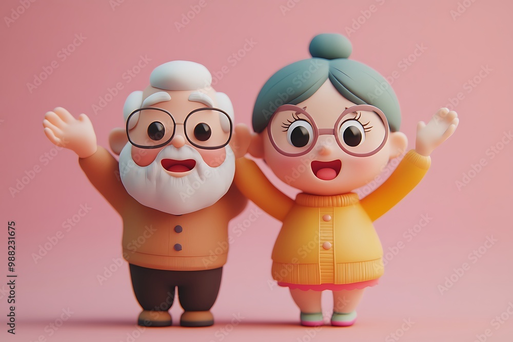 Happy Senior Couple 3D Illustration Happy Senior Couple 3D Illustration