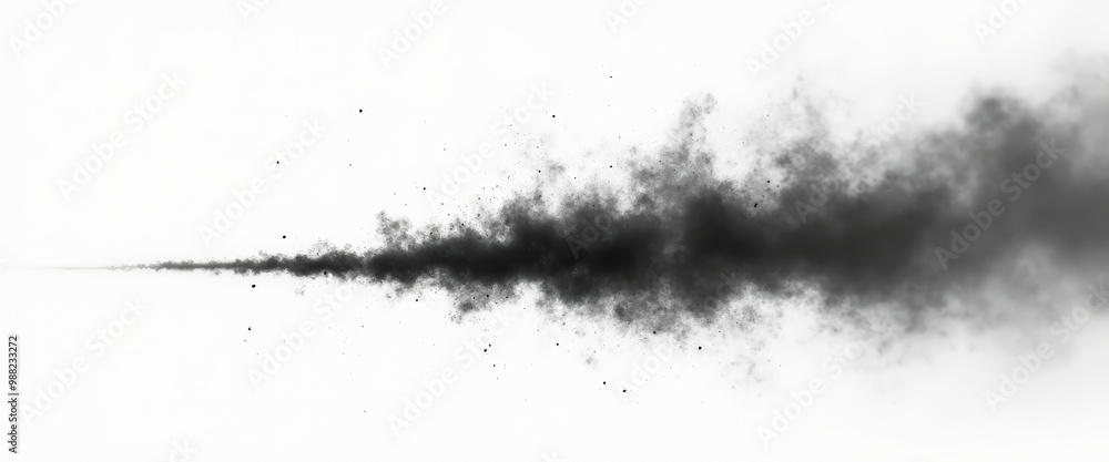 Fototapeta premium Black Smoke Trail Isolated On White Background