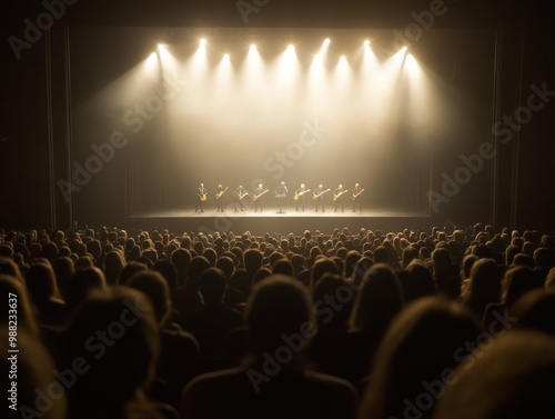 An engaging performance captivates a large audience under bright stage lights in a theatre setting.