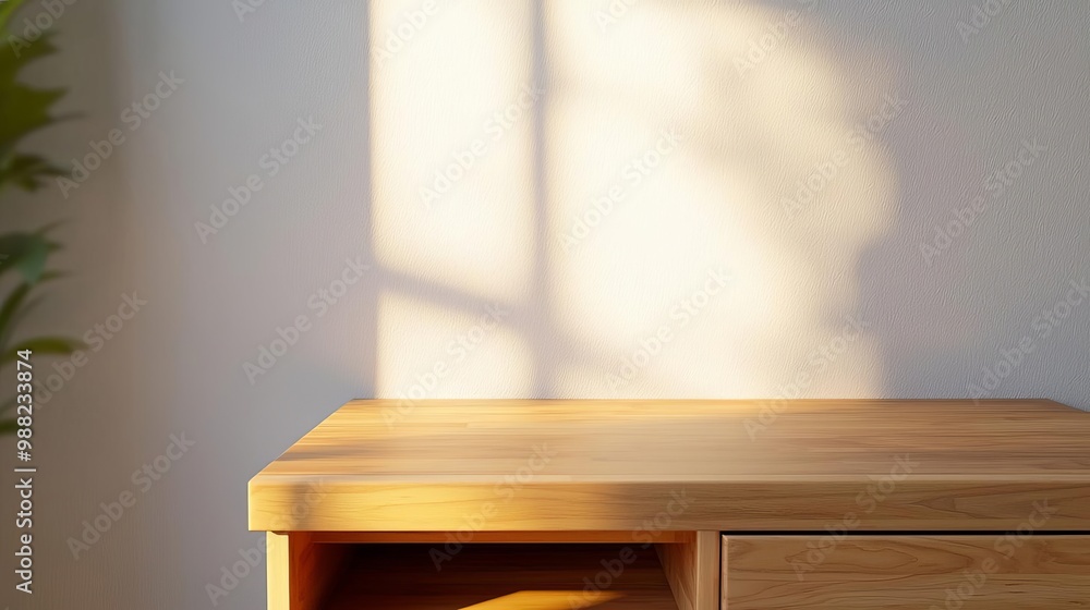 Wooden makeup vanity with open drawers, luxury design, cherry wood, spacious tabletop, sunlight highlighting the fine grain, elegant and balanced setup, soft and warm tones Wooden makeup vanity with open drawers, luxury design, cherry wood, spacious tabletop, sunlight highlighting the fine grain, elegant and balanced setup, soft and warm tones