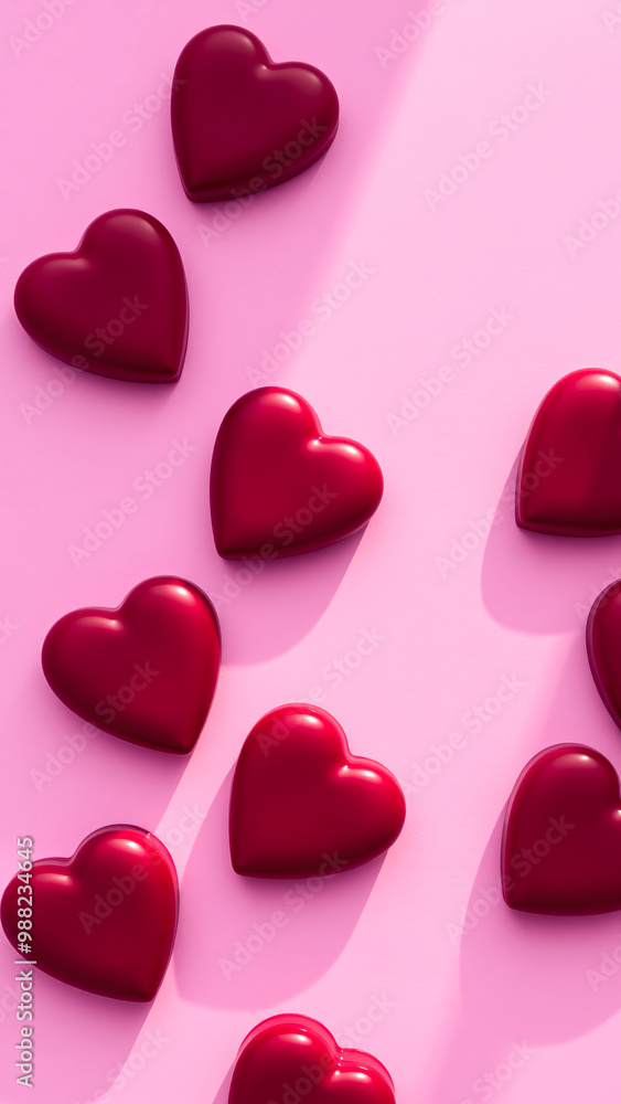Red Hearts on Pink Background Red Hearts on Pink Background
