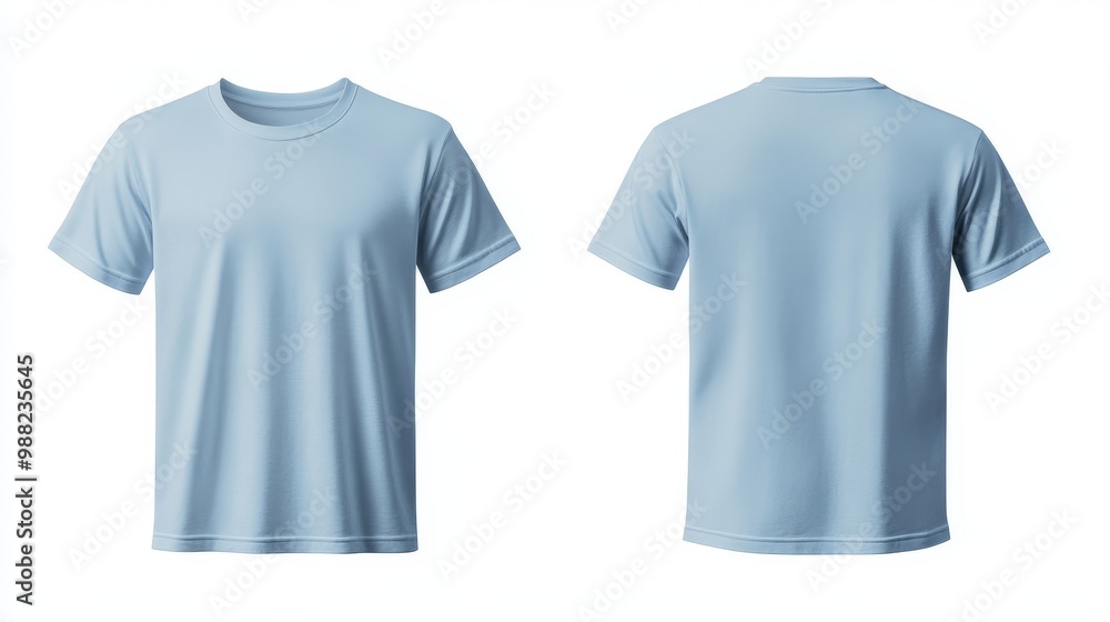 Fototapeta premium Light blue t-shirt mockup. T-shirt front and back template